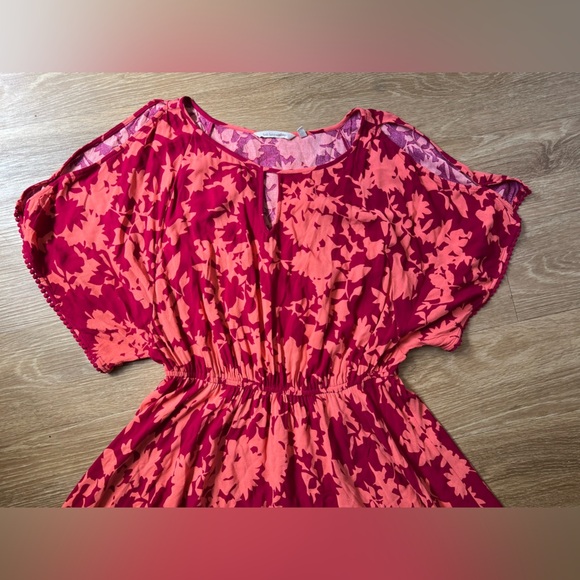 Soft Surroundings Marcella Maxi Boho Coral Red and Pink Floral Swing Dress, S - Picture 10 of 11